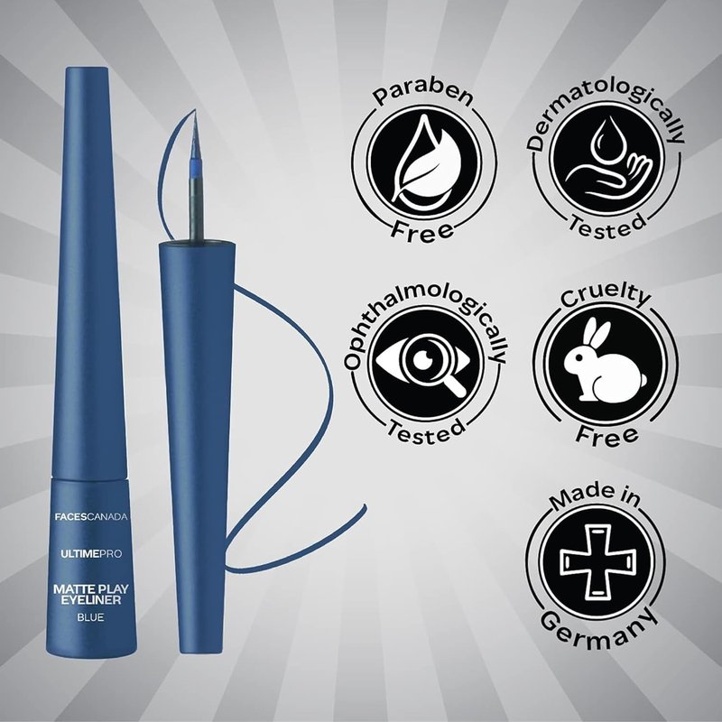 Matte Play Eyeliner - Blue | Smudge-Proof Quick Dry Liquid for Precise Definition | Bold Matte Finish, Long-Lasting Wear, Easy Glide - 0.08 Fl Oz