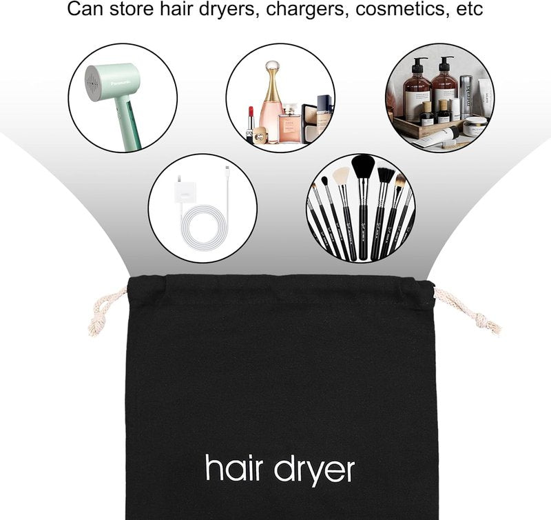 Hair Dryer Bags - Drawstring Storage Pouch for Blow Dryers & Styling Tools | 15in x 13in, 16 PCS Black