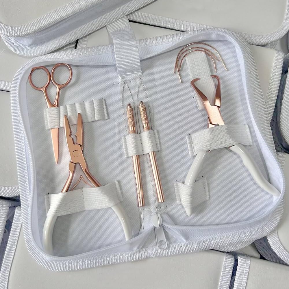 GlamorDove Hair Extension Tool Kit Microlink Pliers with Anti-slip Handle Hair Extension Beading Tool Hair Needle Pulling Hook Hair Styling Bead Closer and Remover Pliers
