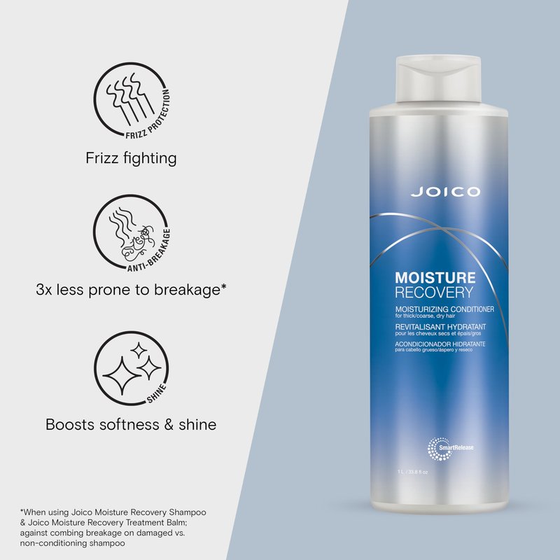 Joico Moisture Recovery Moisturizing Conditioner | For Thick, Coarse, Dry Hair | Restore Moisture, Smoothness, Strength, & Elasticity | Reduce Breakage | With Jojoba Oil & Shea Butter | 33.8 Fl Oz