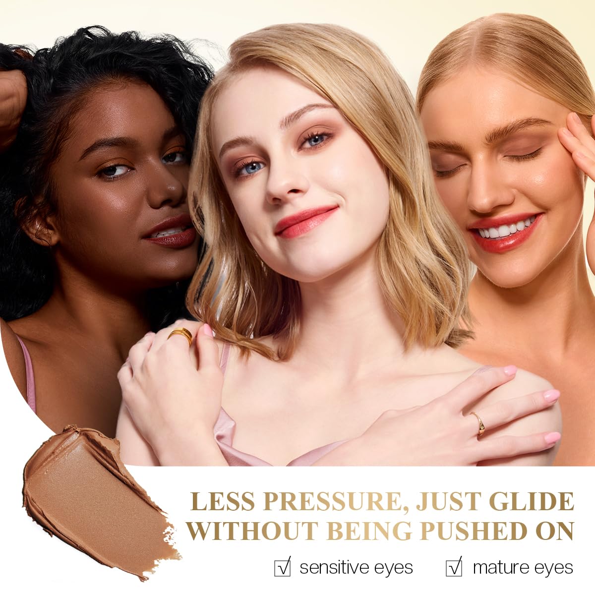 LUXAZA PRO 2PCS Eyeshadow Makeup Stick, Cream Shimmer, Eyeshadow Highlighter Makeup Eye Brightener Pencil Sticks Cosmetics, with Built-in Brush and Sharpener, S1M2 Caramel-latté