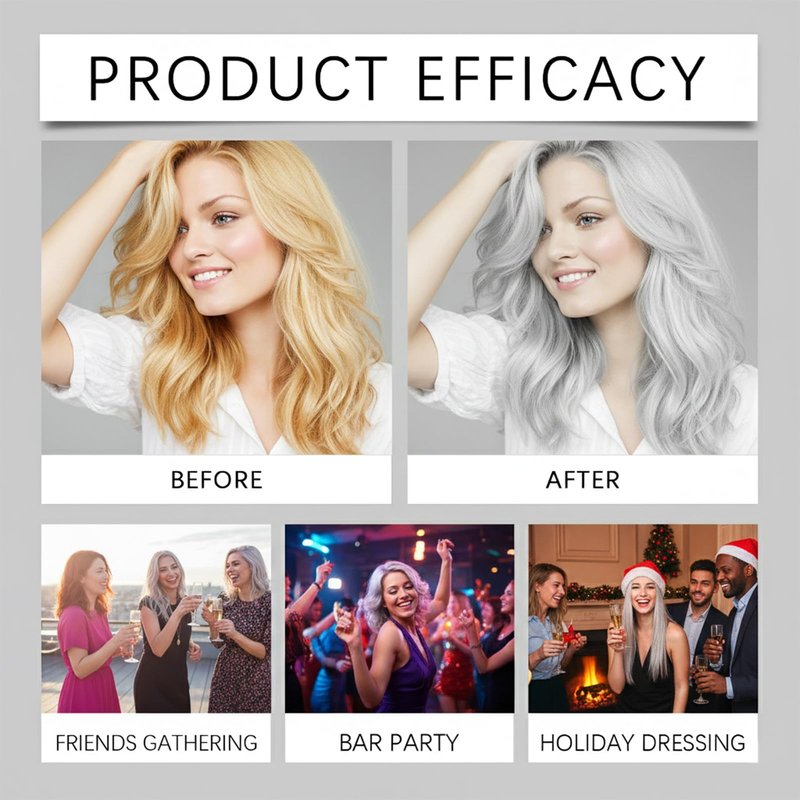 Silver Hair Dye - Permanent Silver Gray Hair Color for Light Hair, Plant-Infused Nourishing Formula