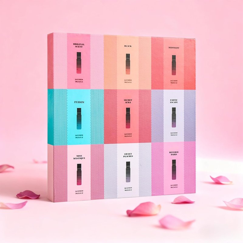 Pheromone Perfume Sets for Women - 9PC Long-Lasting Roll-On Gift Set | Citrus, Amber, Musk, Vanilla Scents, Travel Size