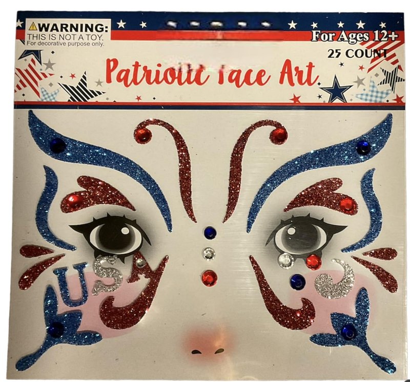 Patriotic Temporary Face Tattoos - 100 Pieces Glitter Face Art | Memorial Day 4th of July labor Day | Red White Blue Metallic Glitter | Election Party | USA