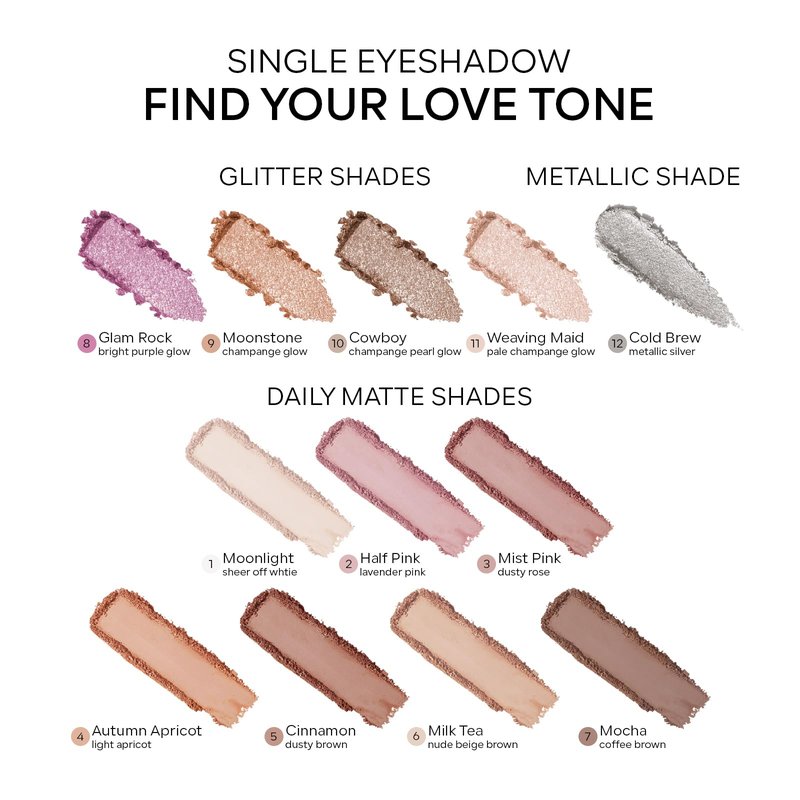KYDA 2 Colors Single Matte Eyeshadow, Off White Vanilla + Nude Beige Brown, Ultra-fine Lightweight Powder, Daily Matte Pressed Eyeshadow, Moonlight & Milk Tea