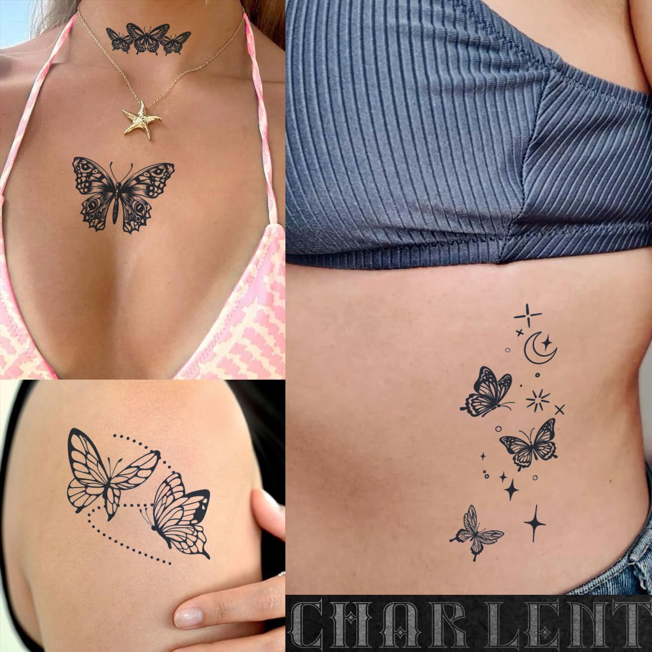 Butterfly Semi-Permanent Tattoos for Women | Realistic Body Art - 2 Weeks Long-Lasting, Waterproof Design