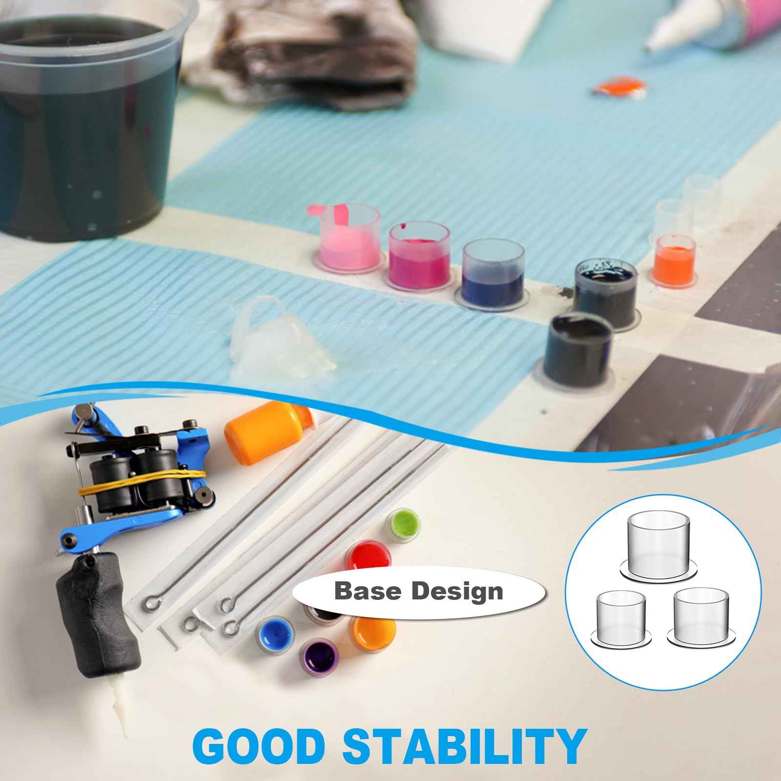 Tattoo Ink Caps - Emalla 1000Pcs Medium Tattoo Ink Cups Disposable Ink Caps with Base #14MM Plastic Tattoo Caps Pigment Container Ink Cups for Tattoo Ink Tattoo Supplies