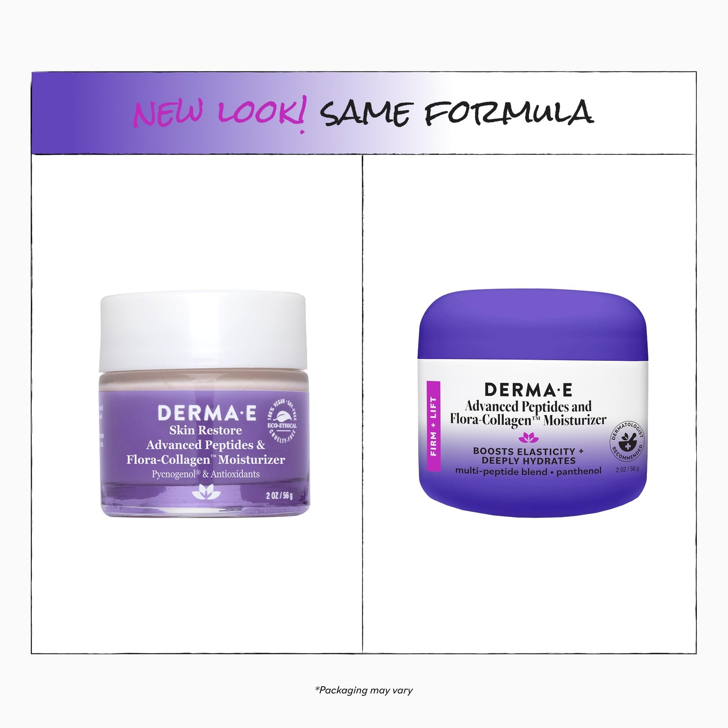Derma E Advanced Peptides and Vegan Flora-Collagen Night Moisturizer – Hydrating Topical Facial Cream Improves Elasticity and Reduces Appearance of Lines and Wrinkles, 2 Oz