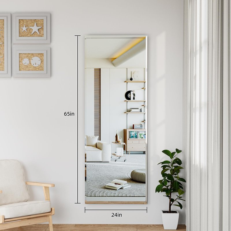 YUNSHANGGE wall Mirror Full Length,65X24 FullL ength Mirrorwallmounted,Bedroom/wall/Bathroom/Makeup Area/Cloakroom (65 * 24 Inch)