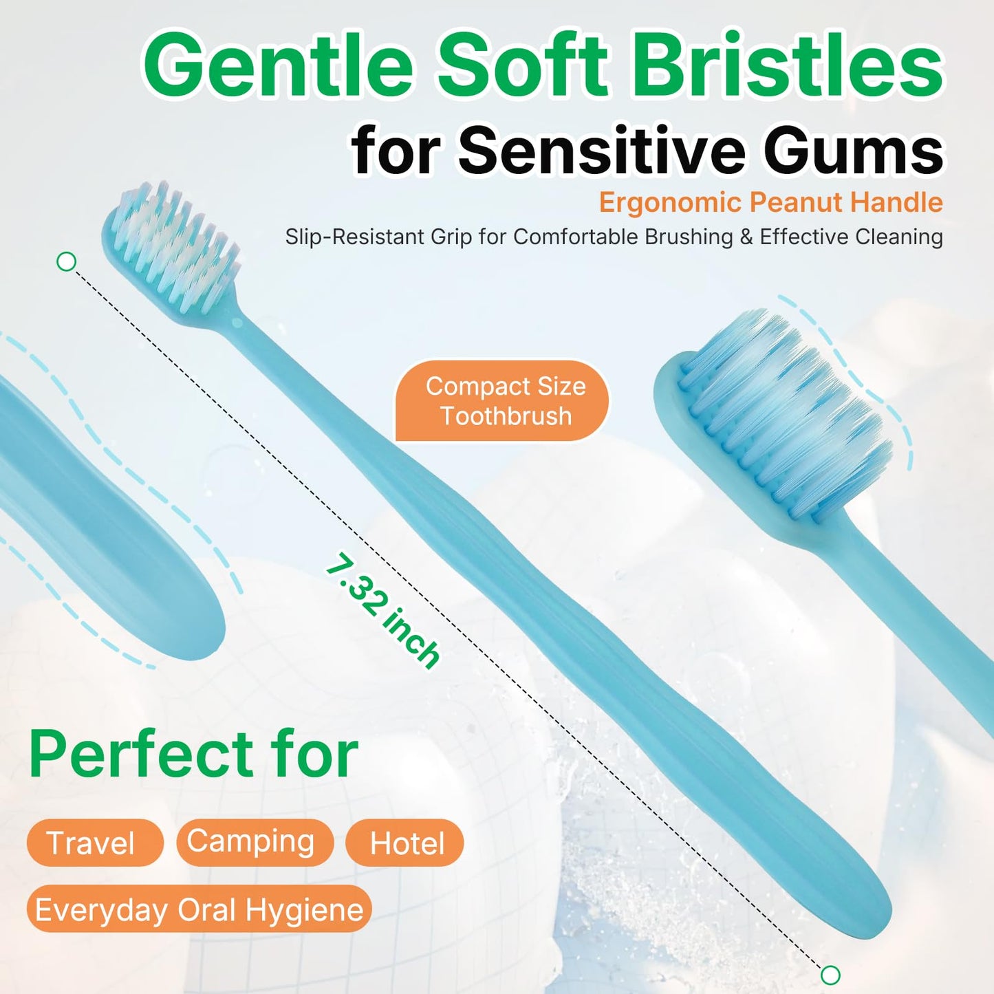 Fresings 100 Pack Disposable Toothbrushes with Toothpaste, Individually Wrapped, Soft PBT Bristles, Peanut Grip Handle, Fluoride-Free, Bulk Travel Kit for Hotel, Guests, Emergency, Adults & Kids