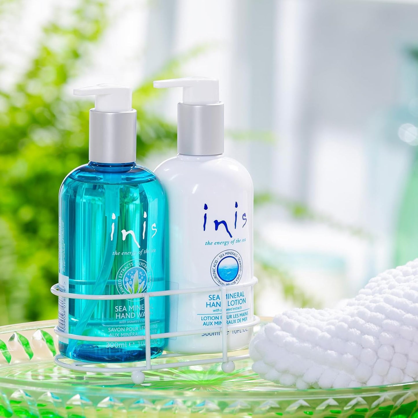 Inis Liquid Hand Wash & Lotion Caddy Set | Seaweed & Shea Butter, Clean Ocean Fresh Scent