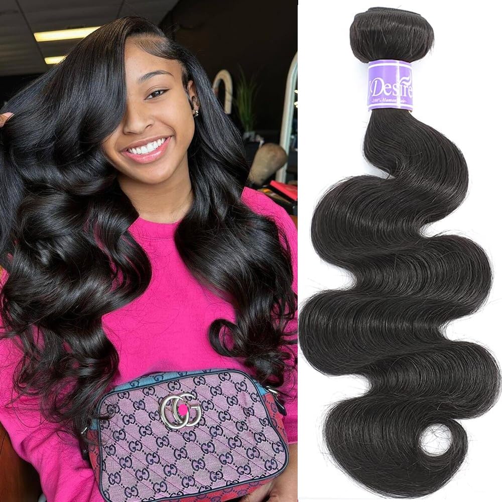 UDesire 16A 100% Unprocessed Brazilian Body Wave One Bundle 22 inch Brazilian Virgin Hair Weave Human Hair Bundles Body Wave Natural Black Color 90-95g/bundle