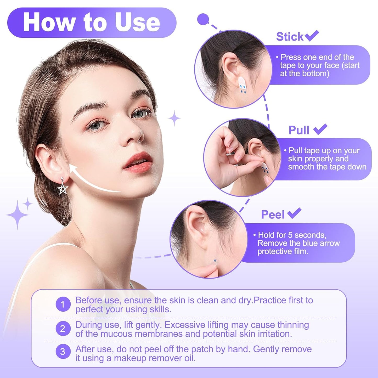 Face Lift Tape - Invisible Neck Lift & Face Tightening Tape | 300PCS Facial Lifting Strips