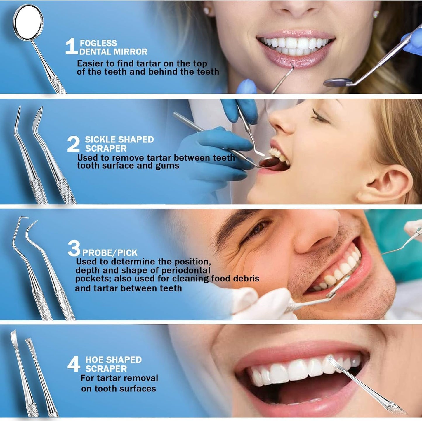 Tooth Polisher - LED Plaque Remover with 5 Speed Modes | Teeth Cleaning Kit with 5 Replacement Brush Heads