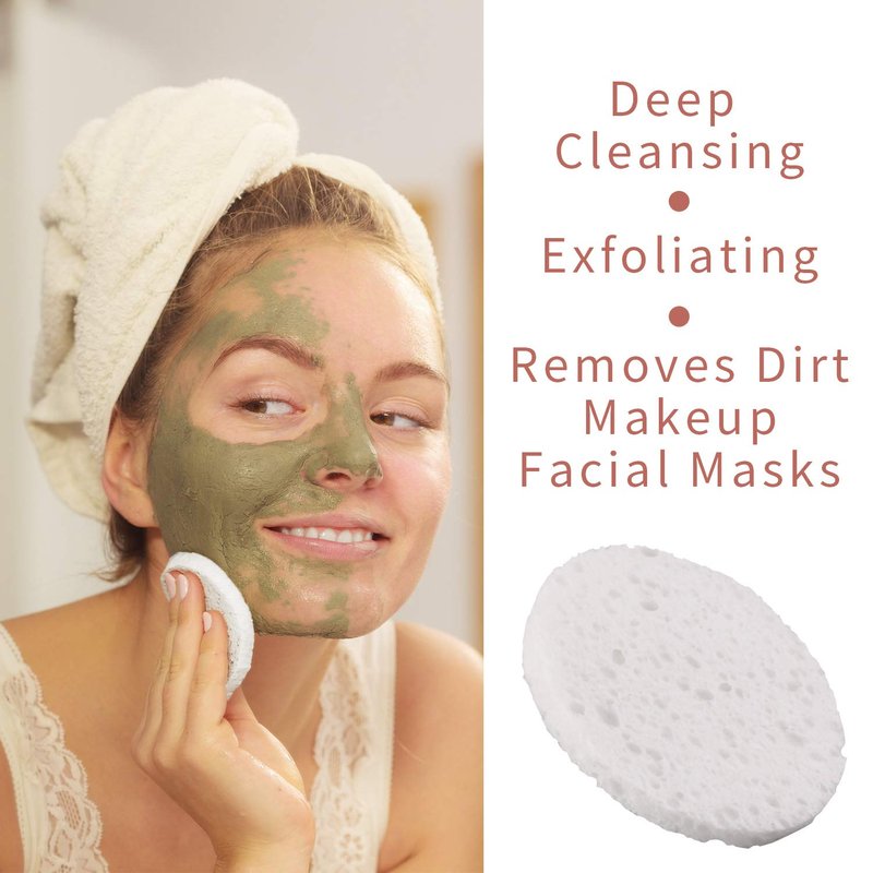Gainwell Compressed Facial Sponges - 50-Count 100% Natural Cellulose Spa Sponges for Cleansing & Exfoliating