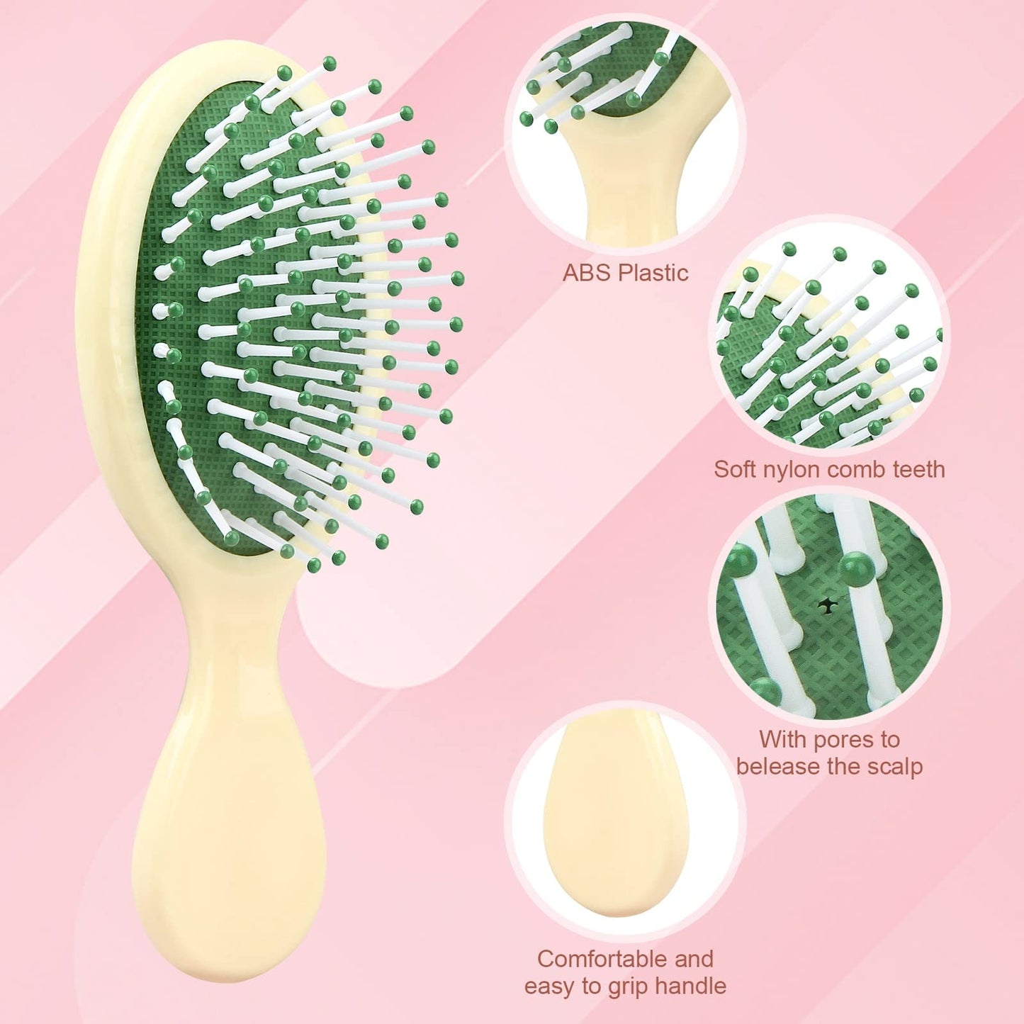 Mini Hair Brush 28 Pack, ANSLCA Hair Brushes Bulk Small Brush Set - Include 14 Travel Brush + 14 Fine Wide Detangling Hair Combs Wet Dry Hair for Girls Women Boys Men Kids (Stylish Colorful)