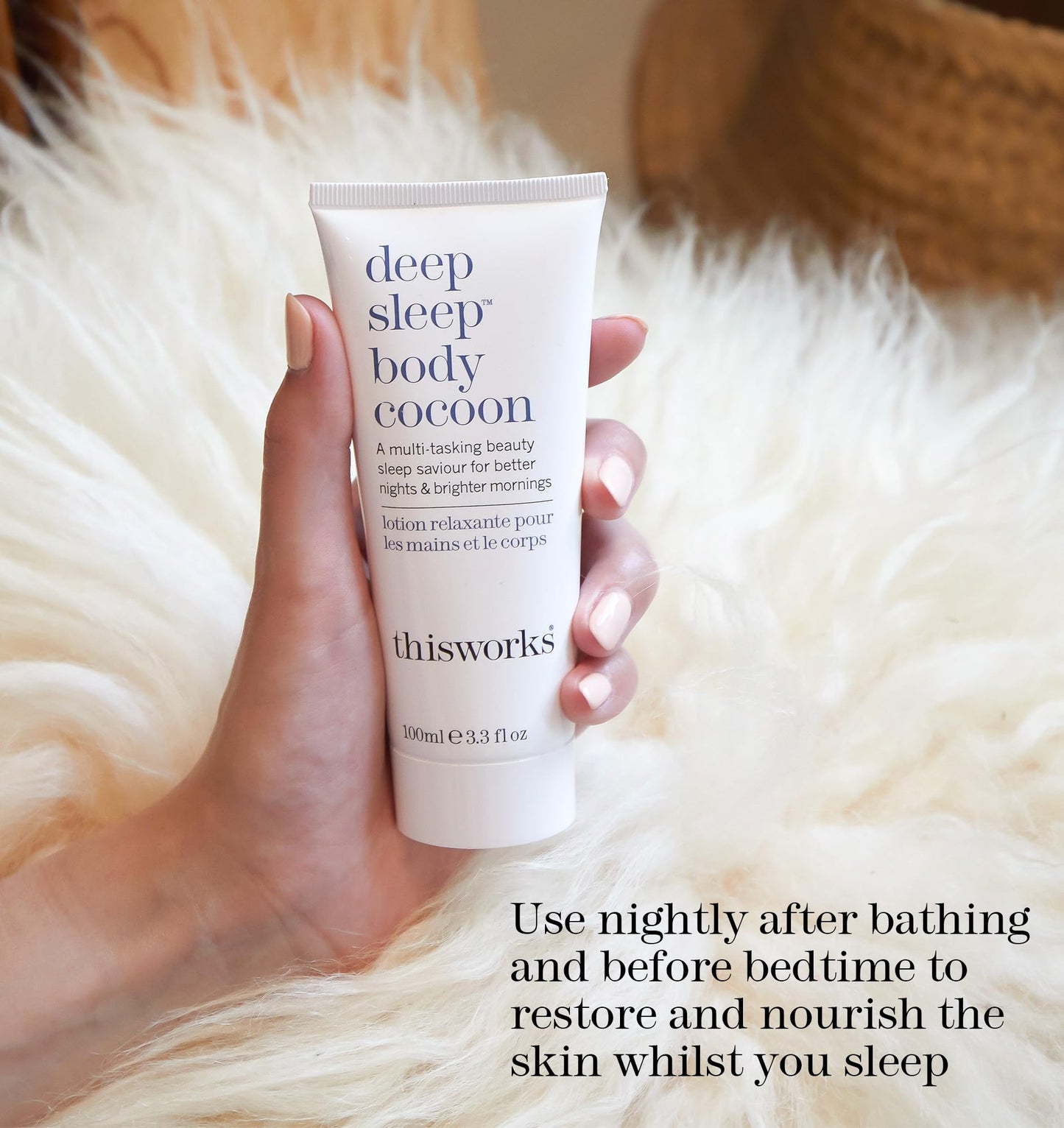 THISWORKS Deep Sleep Body Cocoon – Hydrating Body Lotion with Lavender, Chamomile & Vetivert – Soothing Nighttime Moisturizer for Dry Skin, Promotes Relaxation & Better Sleep – 100ml