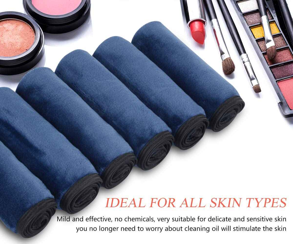 VIVOTE Microfiber Makeup Remover Cloths Reusable Face Towel Soft Facial and Skin Care Wash Cloth 12Inch X 12Inch (6 pack,Navy Blue)