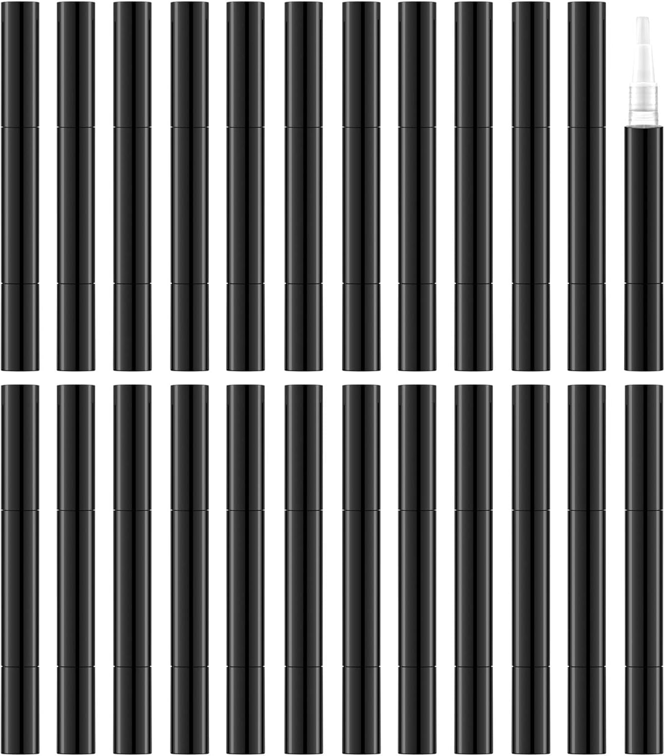 3ml Empty Nail Oil Pen - Twist Brush for Tooth Whitening | Gel Lip Gloss & Eyelash Growth Tube (Black, 24 PCS)