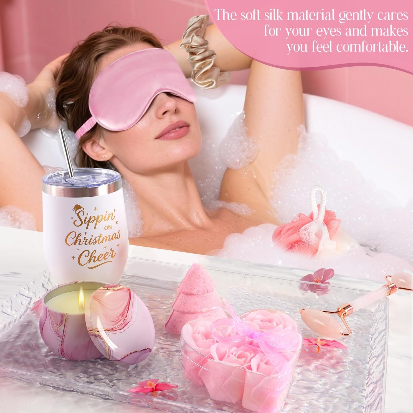 Spa Advent Calendar 2026 Adult Women Teen Girls - Christmas Bath Advent Calendar for Mom, Wife, Girlfriend, Sister, Her - Pink Spa Gifts Basket Set with Mugs, Bath Bomb, Shower Steamer, Candle & Relaxing GuaSha Tools