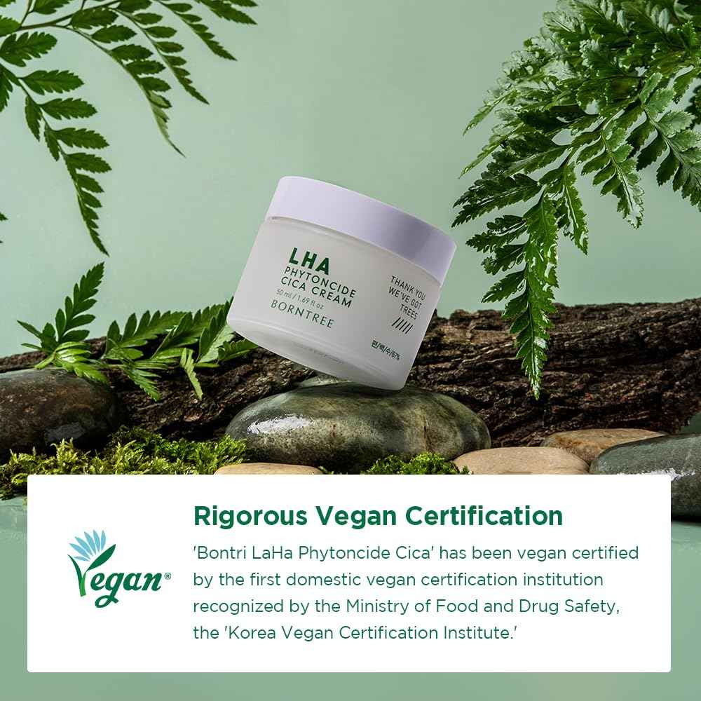 BORNTREE lha Phytoncide Cica Cream 1.69 fl oz/K_beauty,Vegan Cosmetics, Clean Beauty, Ewg All Green Grade/36ml soothing ingredients,pH5.5mildly acidic,adenosine, madecasoside,aha,baha,nature