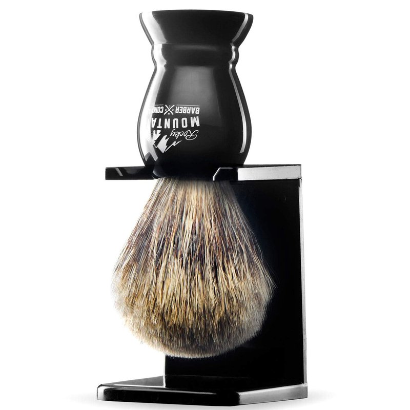 Shaving Brush - Rocky Mountain Barber 100% Badger Hair with Heavy-Duty Resin Handle | Oversized Bristle Head for Superior Lather