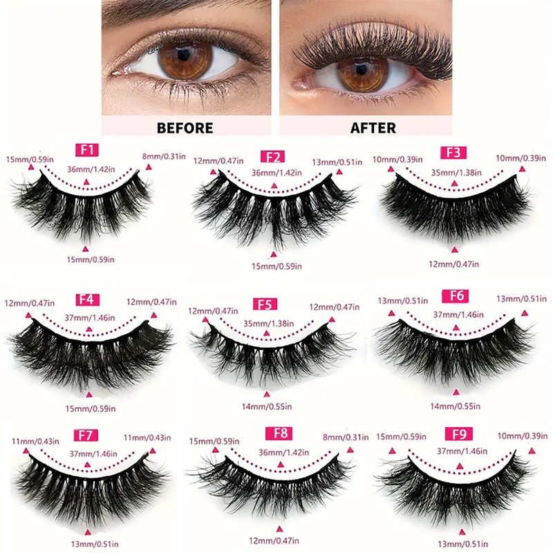 36 Pairs Natural Mink 3D False Eyelashes - Fluffy Bulk Lashes for Stunning Volume