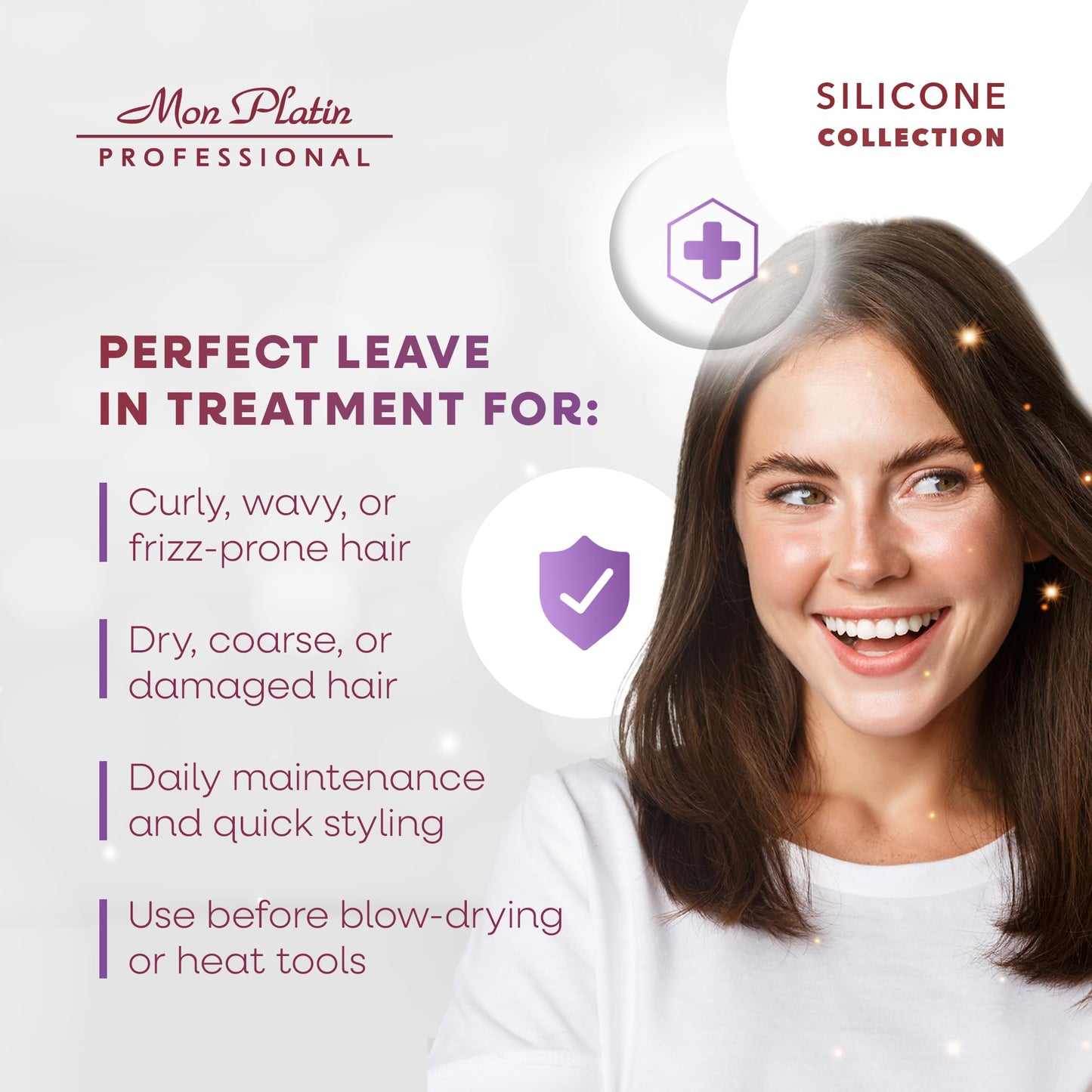 Mon Platin Silicone Hair Cream – Leave-In Detangler & Moisturizer for Curly, Wavy or Dry Hair – 500ml
