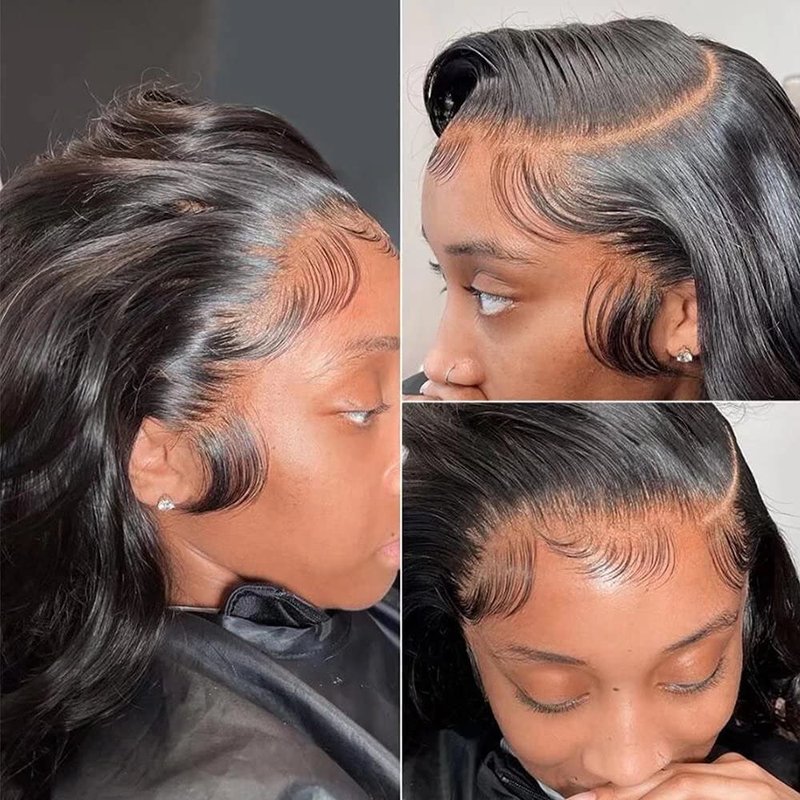 Body Wave Frontal 13x4 HD Lace Wig - 100% Remy Human Hair with Bangs, Natural Color | 12 Inch, 150% Density