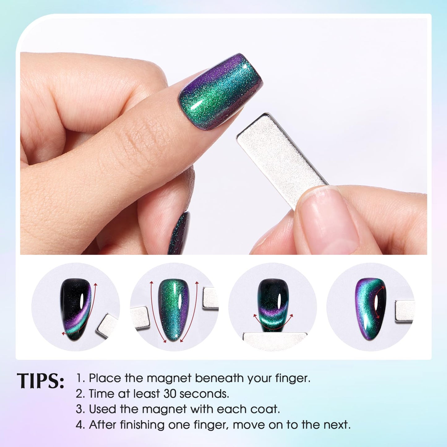 COSMOO Cat Eye Magnetic Nail Polish, Quick Dry Air Dry Fast-Drying Magnet Nail Lacquer for Manicure DIY Nail Art Supplies 15ml Gift for Women Girls 0.52 fl oz