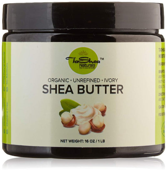 Organic Shea Butter by TaShea Naturals: Virgin Ivory (16oz) USDA Certified Shea Butter - Nourishing Healing Emollient for Hair, Skin and Nails or DIY products