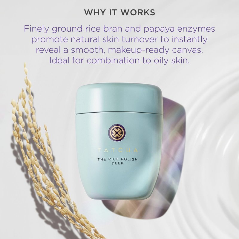 Tatcha The Rice Polish Deep: Daily Non-Abrasive Exfoliator with Papaya Extract for Oily and Acne-Prone Skin, 60 grams | 2.1 oz