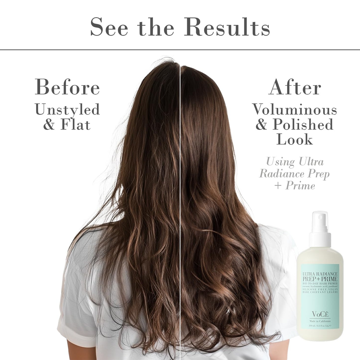 Vegan Hair Prep & Prime Spray - Shine, Style Retention & Heat Protection | Anti-Frizz, Nourishing Formula (8.5oz | 250ml)