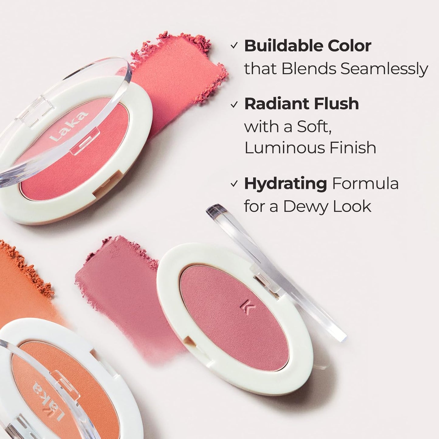 Laka Love Silk Blush - Radiant Buildable Powder Blush for Natural Glow | Long-Lasting Moisturizing Formula (#708 Poem)