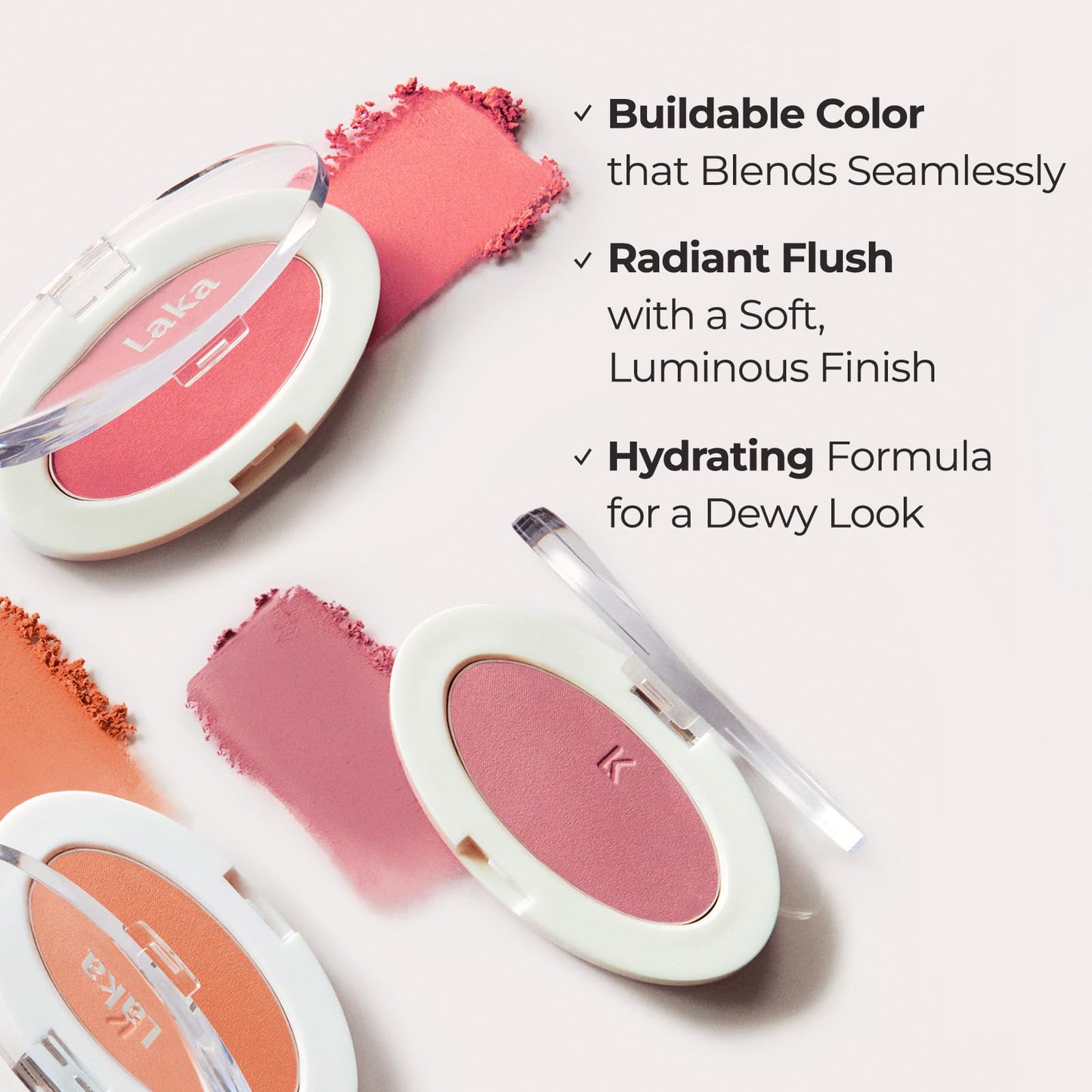 Laka Love Silk Blush, Radiant Powder Blush, Silky, Buildable Color with a Natural Glow, Long Lasting, Moisturizing Formula for a Fresh, Flushed Look, K-Beauty (#703 Icon)