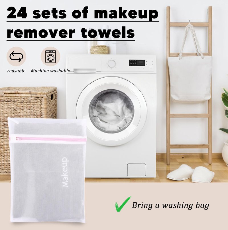 POTPTPT 12Pack Makeup Remover Towels Cotton Cosmetic 13x13 Inch Facial Cleansing Makeup Towels Soft Washcloths with Mesh Bag for All Skin Types Care Black