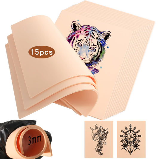 ADELPHA Tattoo Practice Skin 3mm 5.91x7.87"（46.5 In²）15 Pcs