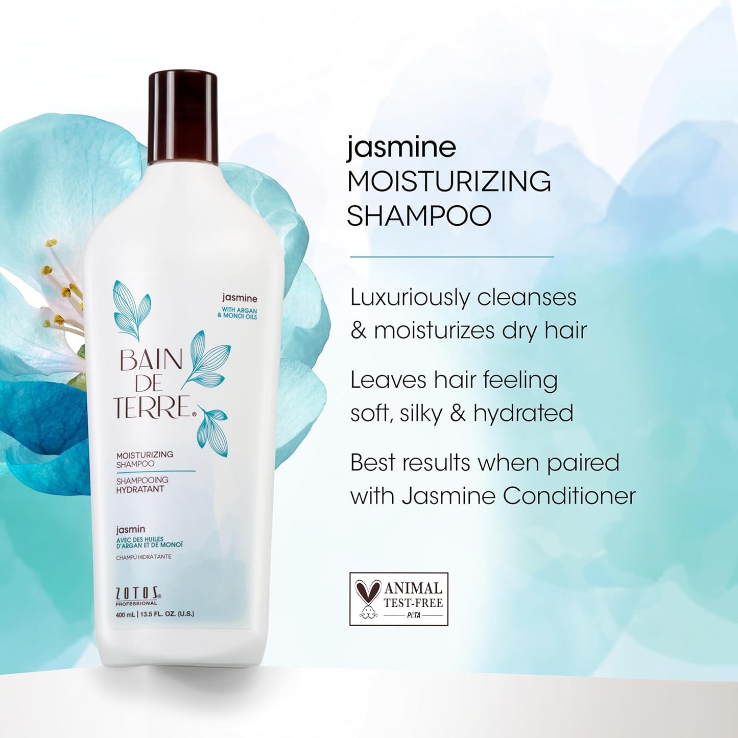 Jasmine Moisturizing Shampoo - Luxurious Hydration with Argan & Monoi Oils | Paraben-Free, Color-Safe, Vegan