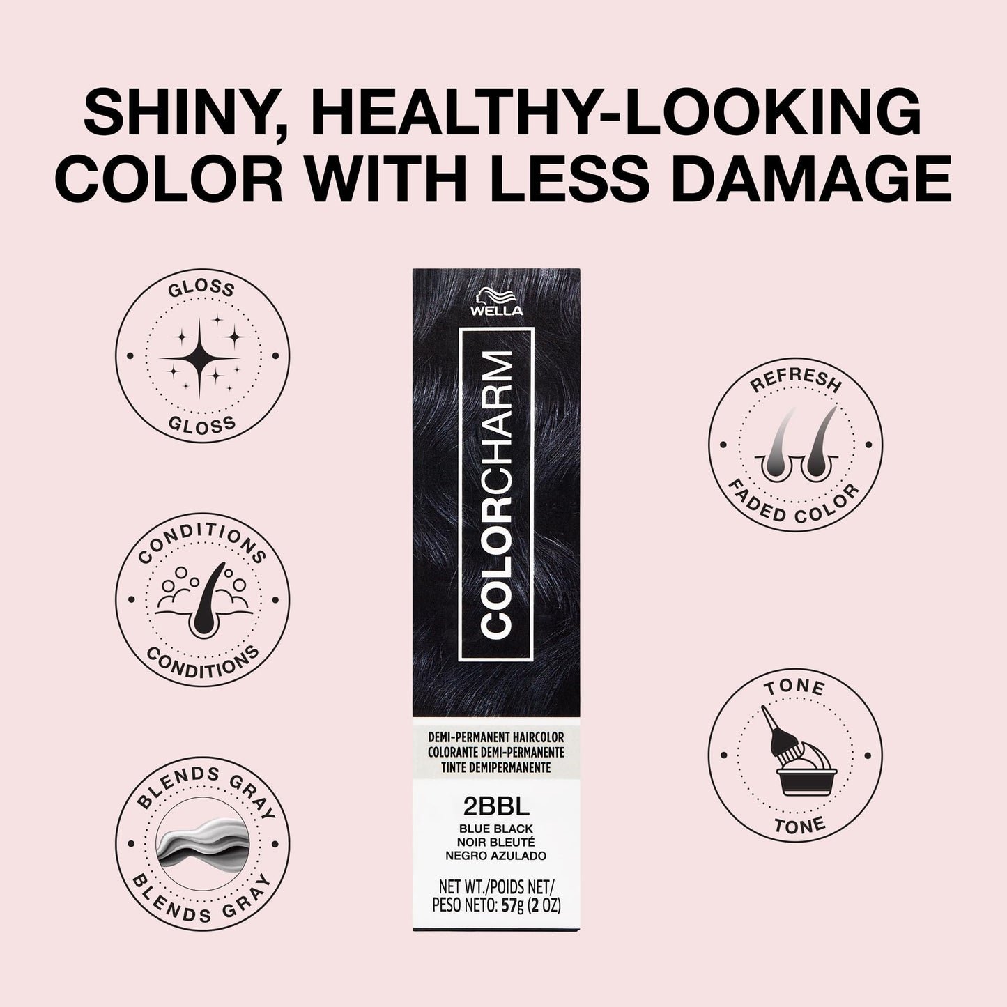 COLORCHARM Demi Permanent Hair Color | 2BBL Blue Black | Gloss, Refresh & Tone | 2 Fl Oz