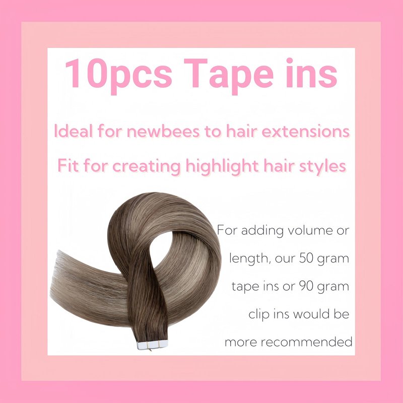 FUOTONBUTY 10pcs Tape in Hair Extensions Human Hair Invisible Tape in Hair Extensions Seamless Tape ins Tape on Real Human Hair Extensions Thick End (Ombre Medium Brown to Honey Blonde, 20 inch)