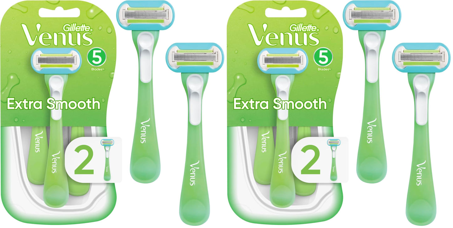 Gillette Venus Extra Smooth Green Disposable Women's Razors - 2 Count (Pack of 2)