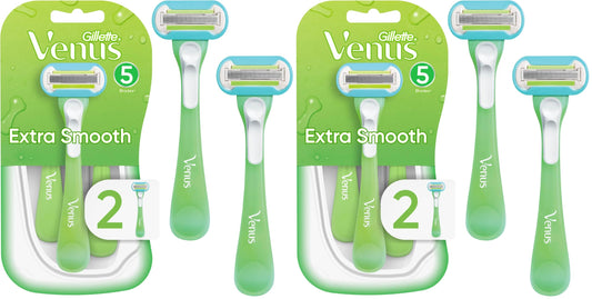 Gillette Venus Extra Smooth Green Disposable Women's Razors - 2 Count (Pack of 2)