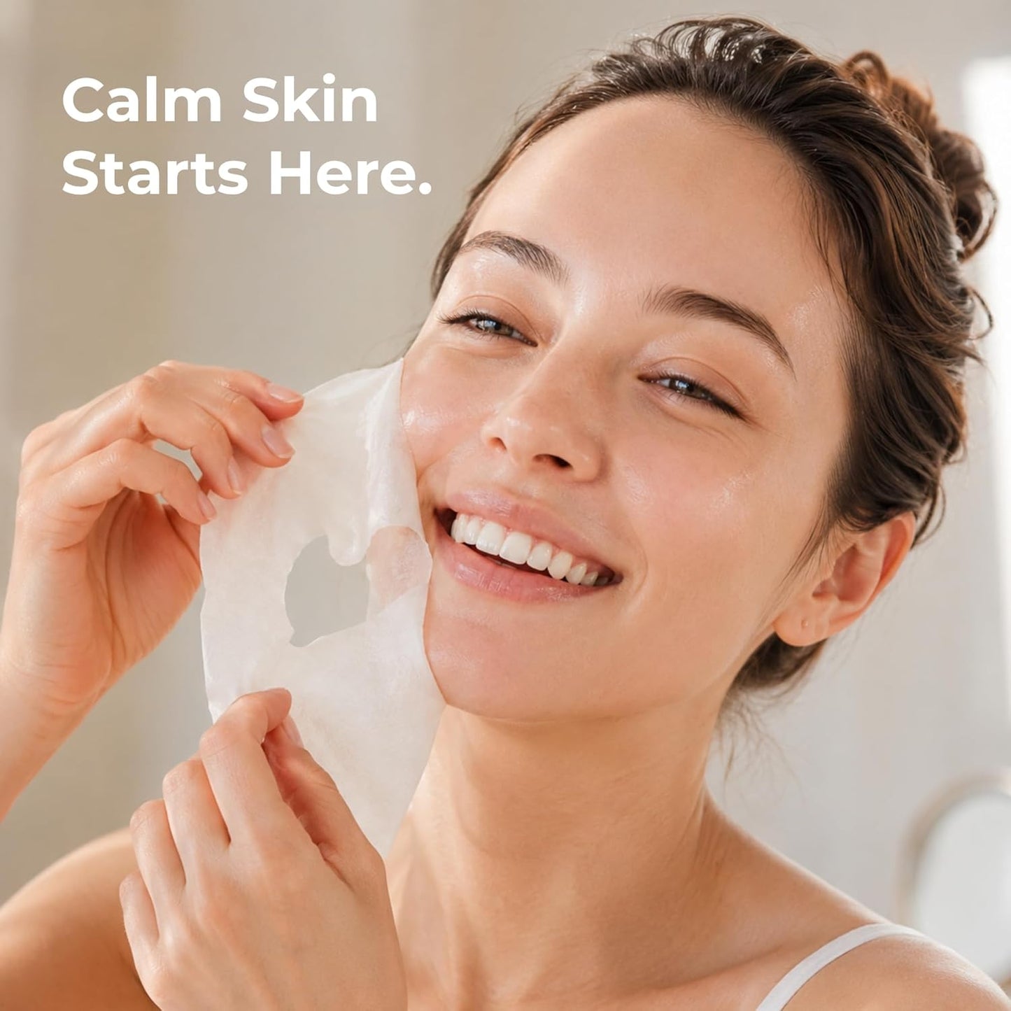 Korean Ceramide & Multi-Peptide Sheet Mask - Hydrating & Soothing | 100% Organic Cotton | 5 Sheets for Sensitive Skin