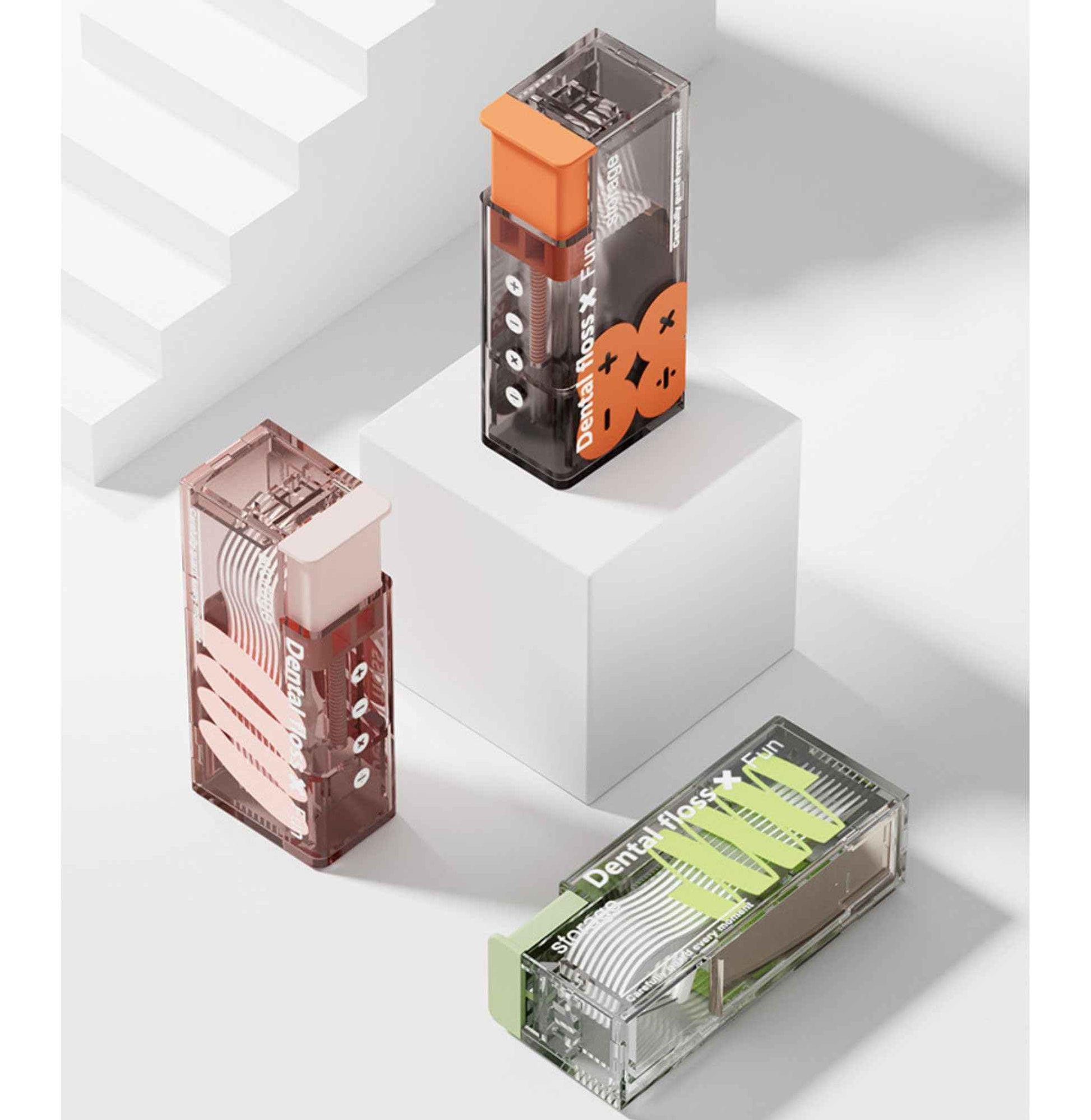 3 PCs and 3 Colors Family Pack Refillable Floss Pick Dispenser & Floss Pick Holder - with 30 Floss Picks, Perfectly Cool Dental Floss Dispenser for a Fresh Smile