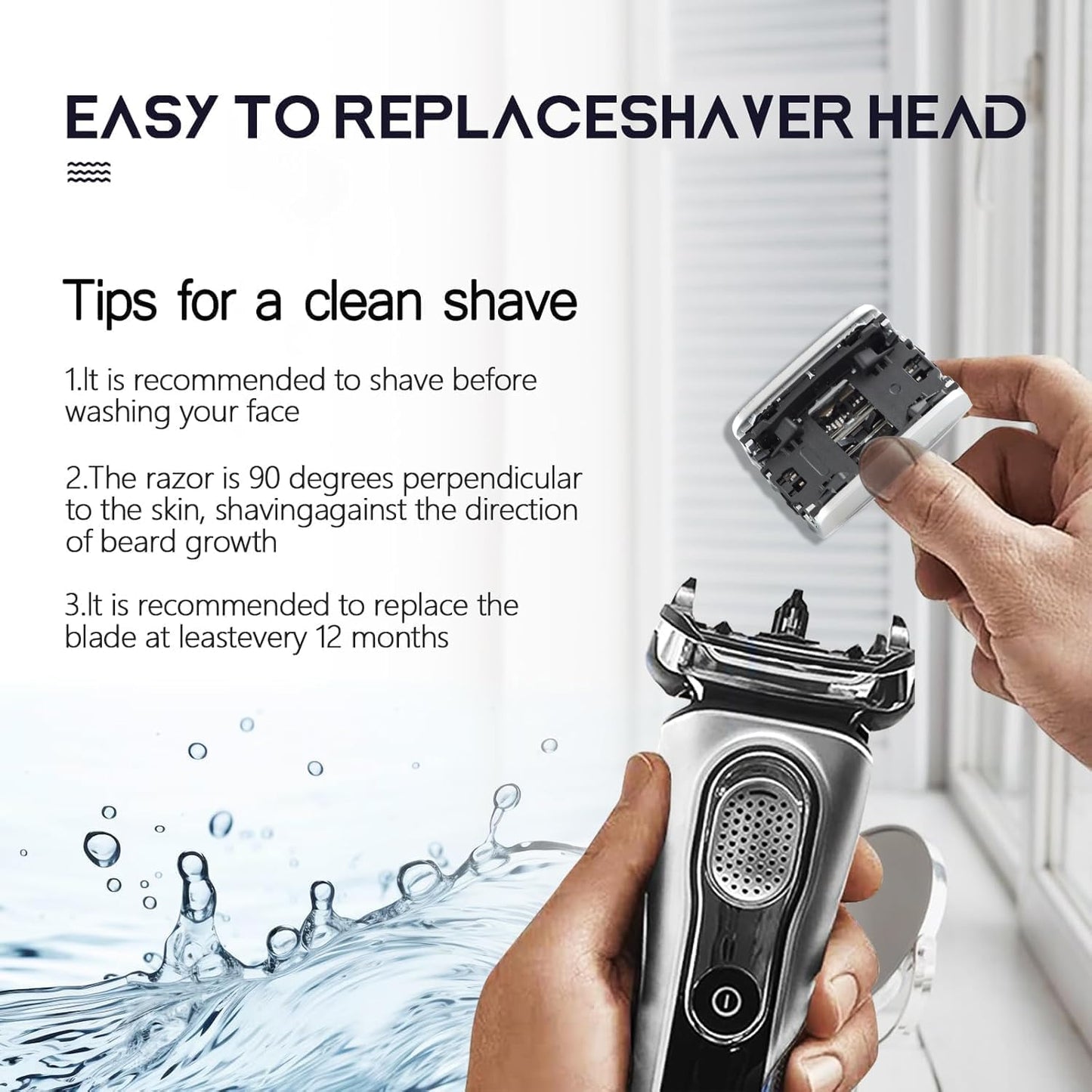 Braun Series 8 Replacement Head - Upgrade Foil & Cutter for Electric Razor Blades | Compatible with Models 8370cc, 8340s, 8350s, 8467