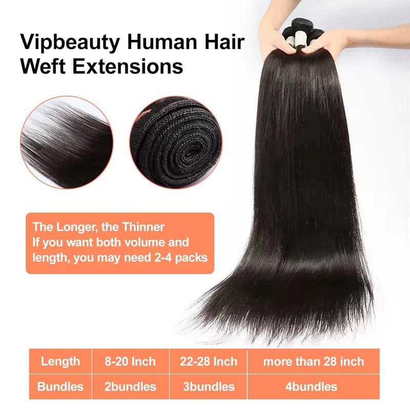 Raw Straight Human Hair Bundles - 100% Unprocessed Virgin Brazilian | Natural Black, 18 Inch, 95g