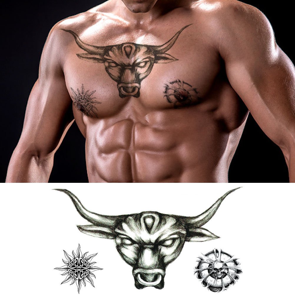Large Tattoos Fake Temporary Body Art Stickers for Men Women Teens, VIWIEU 3D Realistic Girls Chest Temporary Tattoos, 5 Sheets, Water Transfer Body Tattoos
