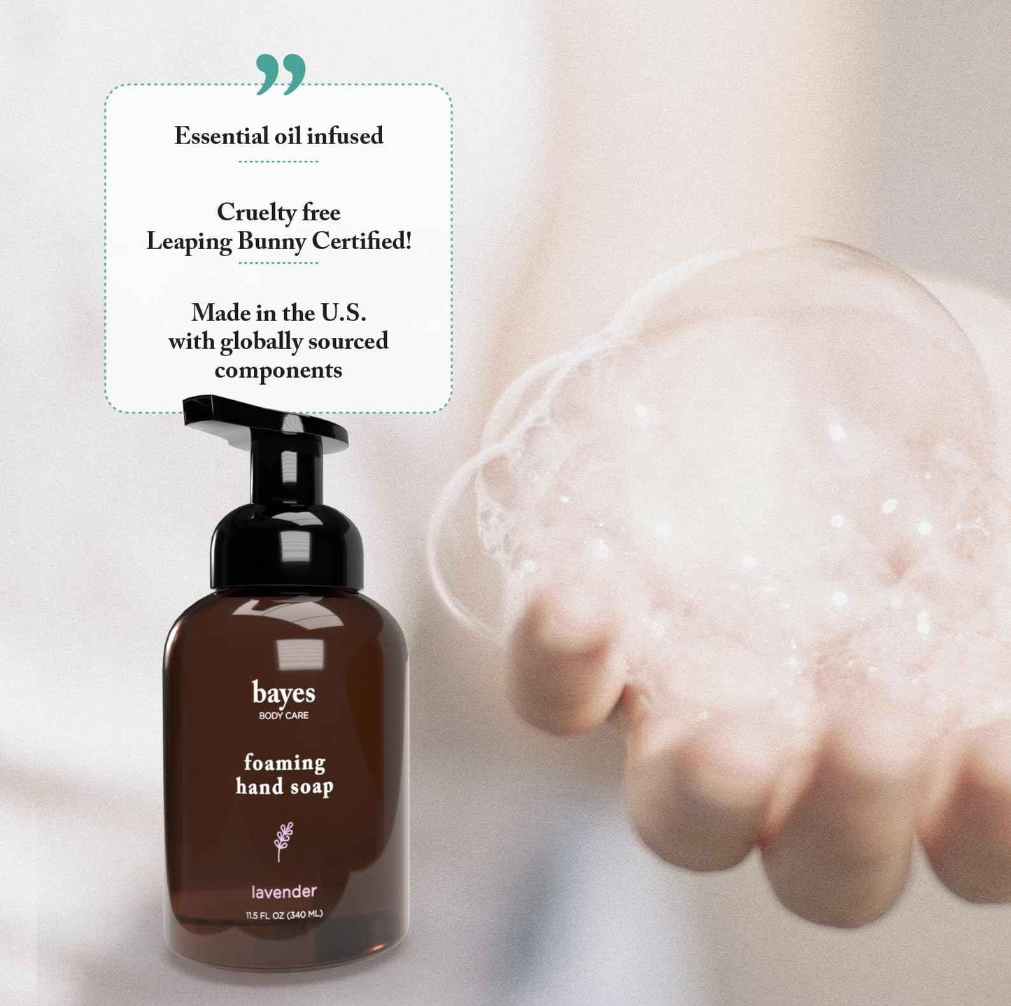 Bayes Foaming Hand Soap - Aromatic and Nourishing Hand Wash, Infused with Essential Oils - USDA Certified Biobased - 11.5 Ounce, Rosemary Mint, 2 Pack