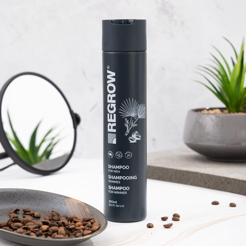 REGROW Mens Shampoo for Thicker, Stronger Hair, Cleanses the Scalp and Helps Reduce Hair Loss and Thinning with Caffeine, Biotin and Niacinamide, Sulfates and Paraben Free 10.14 Fl. Oz