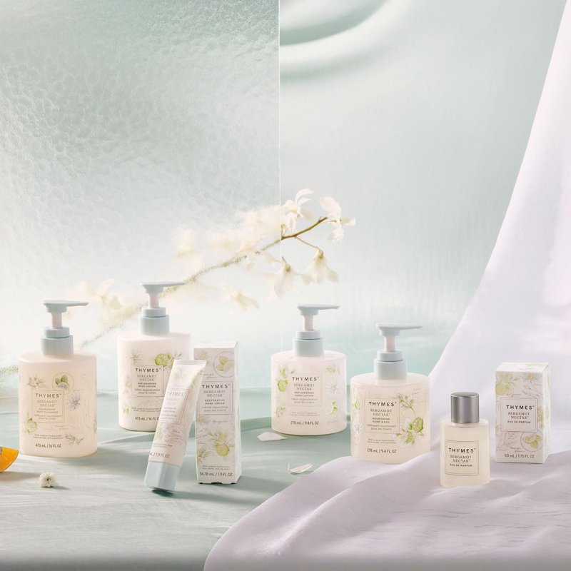 Thymes Nourishing Body Cleanser - Large Moisturizing Body Wash with Pump - Hydrating Cleanser - Notes of Bergamot, Orange Flower, Lemon, Lotus & Sandalwood. (Bergamot Nectar, 16 fl oz)